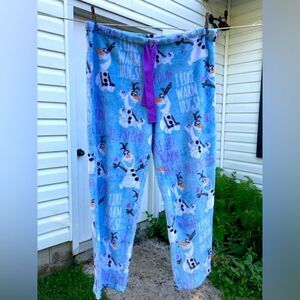 Disney Frozen Women’s Olaf Snowman Fleece Pajama Pants Loungewear Size XL